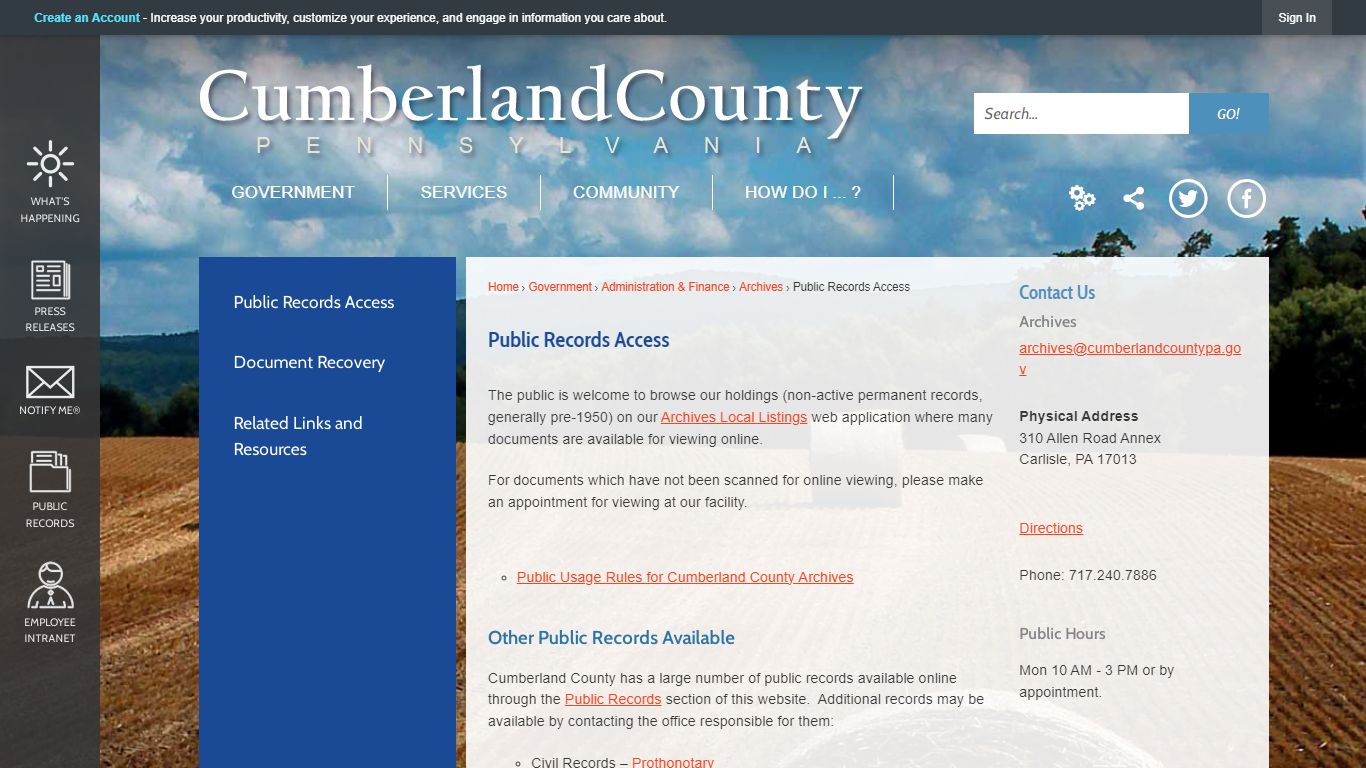 Public Records Access | Cumberland County, PA - Official Website